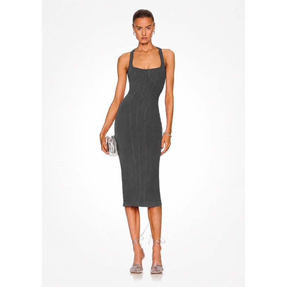Noam Anouk Midi Dress Gray Bodycon Revolve Size Small $298